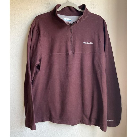 Columbia Other - Columbia Mens Sz.XL 1/4 Zip Sweatshirt Dark Red Omni wick Cotton bld